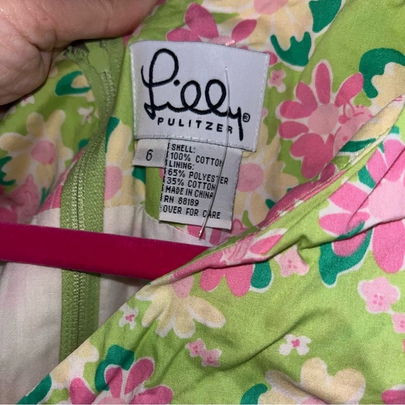 Green pink floral Lilly Pulitzer dress vintage retro 6 100% cotton - Picture 4 of 4